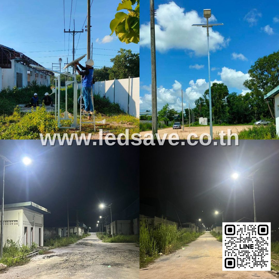 งานติดตั้งโคมไฟถนนพลังงานแสงอาทิตย์LED Street Light Solar Cell 60 วัตต์